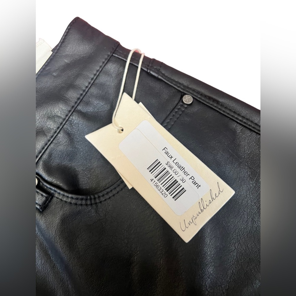 NWT Unpublished Faux Leather Greta Crop Wide Leg Pants - Picture 2 of 6